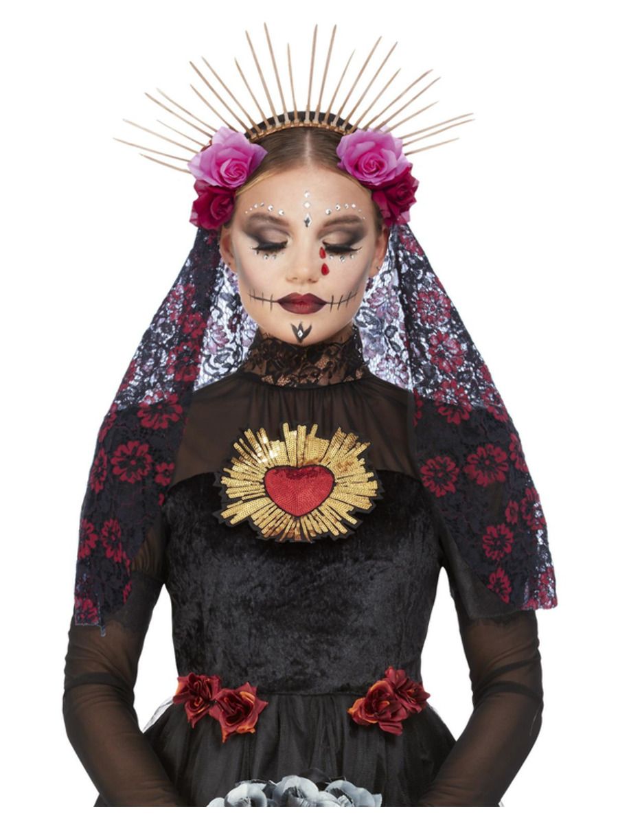 Deluxe Sunburst Day of the Dead Headband Adults Halloween Fancy Accessory
