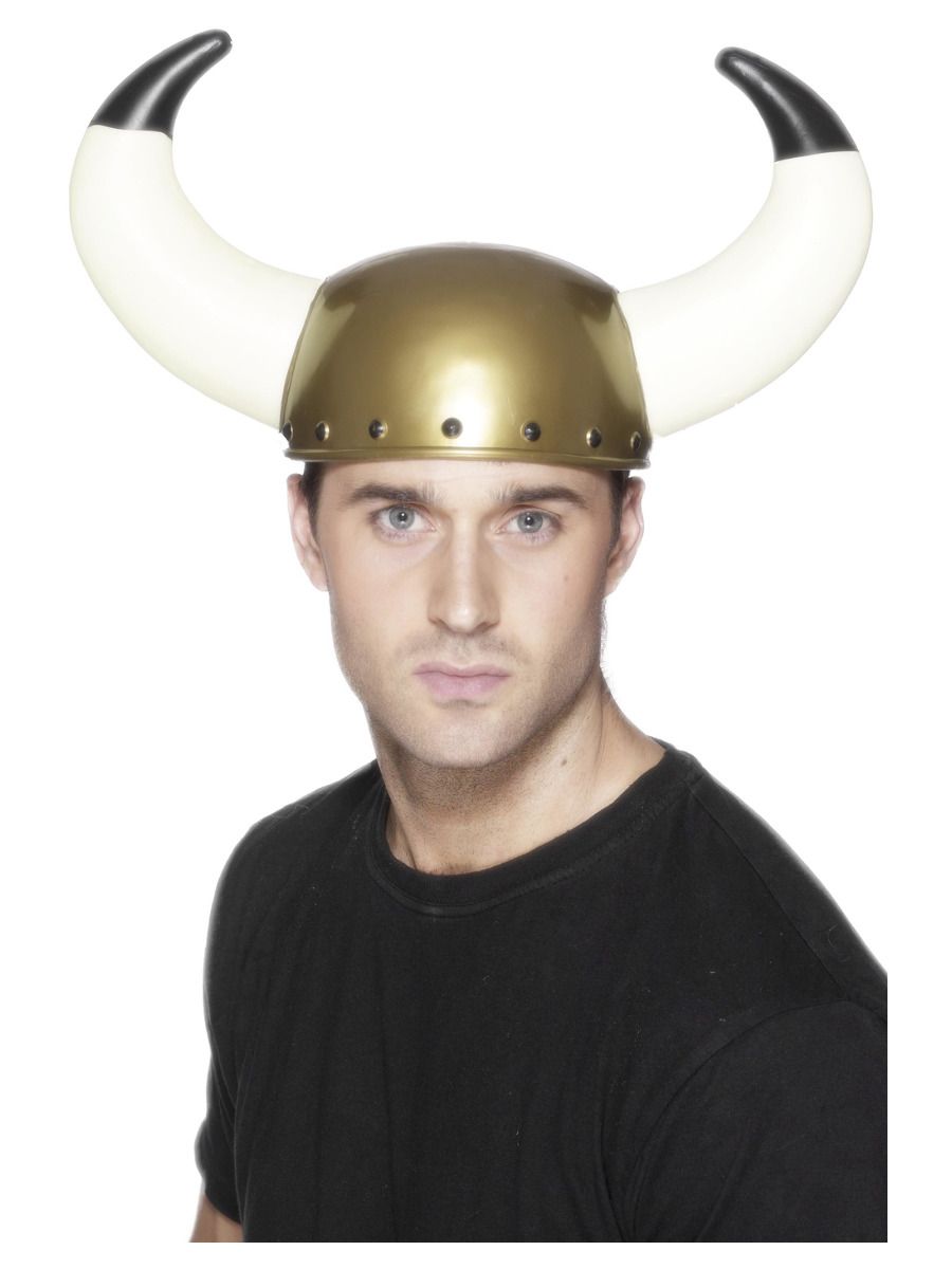 Viking Helmet Mens Noarse Warrior Fancy Dress Accessory Adults Prop + Horns