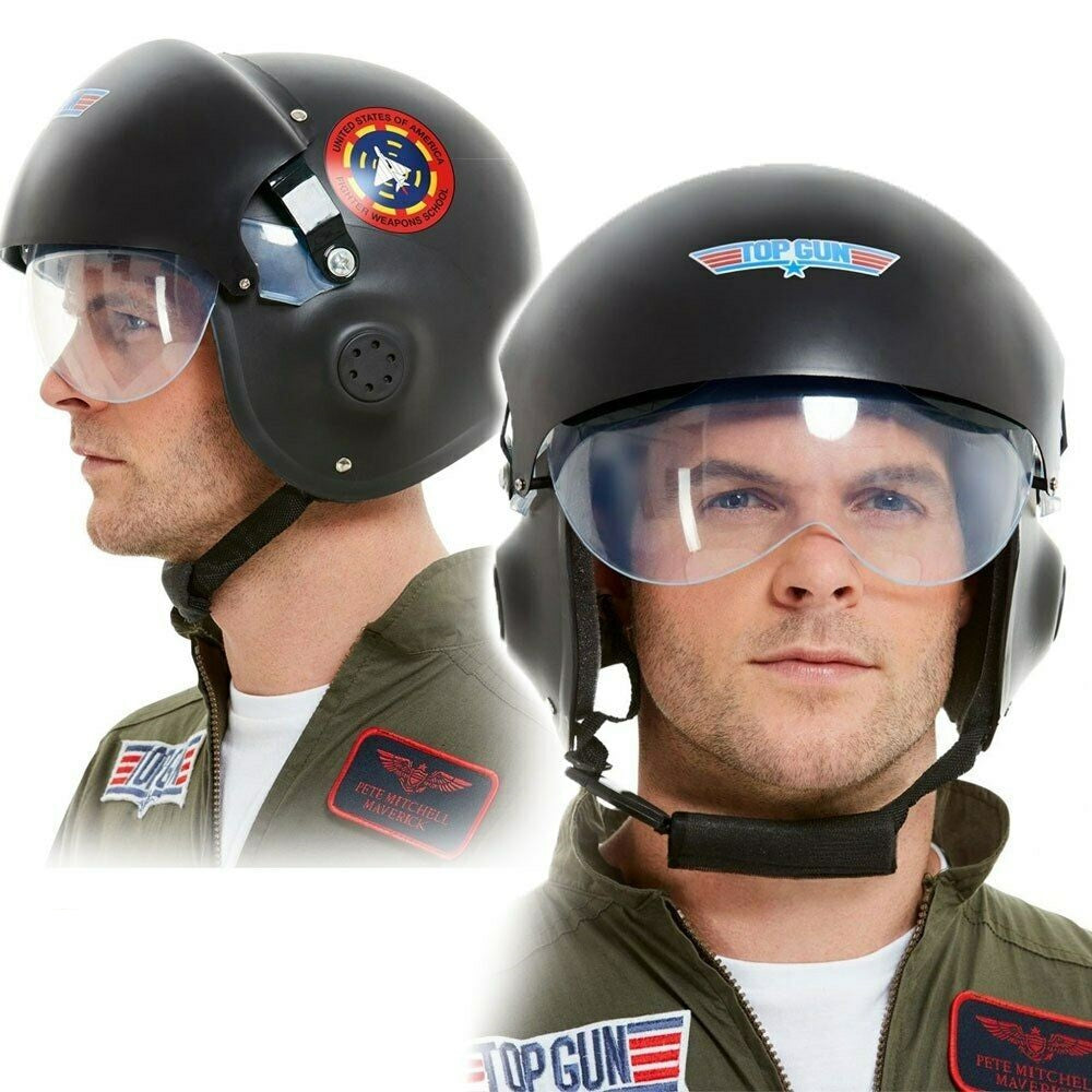fancy dress motorcycle helmet Top Gun Helmet Deluxe Licensed Pilot Fancy Dress Costume Accessory Adu – Kingdom Fancy Dress