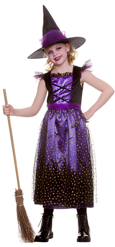 Deluxe Enchanting Witch Girls Halloween Witches Fancy Dress Costume Kids Outfit