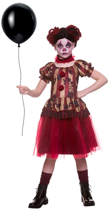 Vintage Circus Clown Girls Pennywise IT Kids Halloween Clown Fancy Dress Outfit