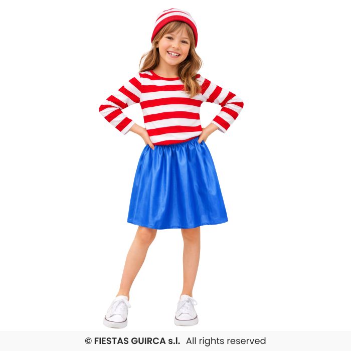 Hiker Girl Red Striped Girl Book Day Fancy Dress Costume Age 5-12