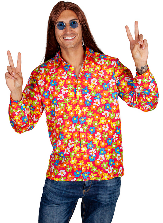 Hippie Shirt Adults 60s 70s Retro Hippy Mens Fancy Dress Party Shirt C –  Kingdom Fancy Dress