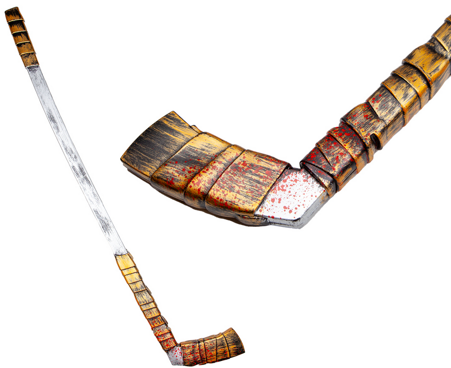 Hockey Stick Adults Fancy Dress Accessory Halloween Plastic Weapon 92cm With Blood