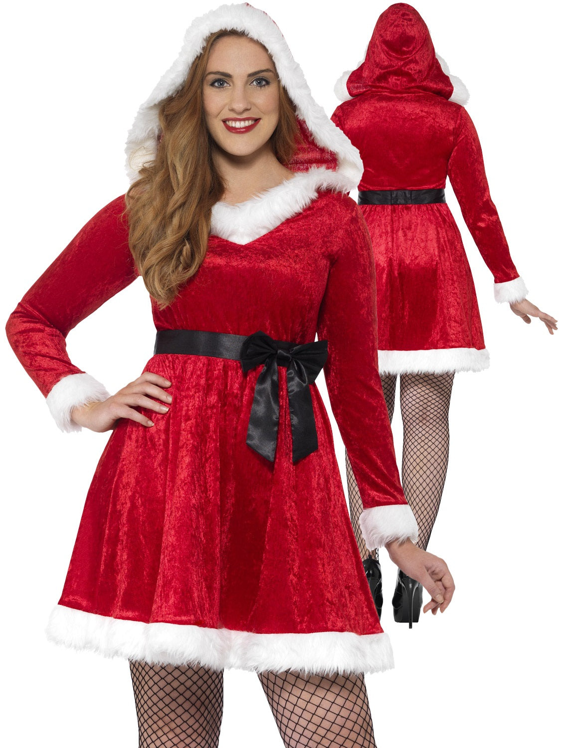 Ladies Curves Miss Santa Costume Adults Christmas Fancy Dress Plus Size New