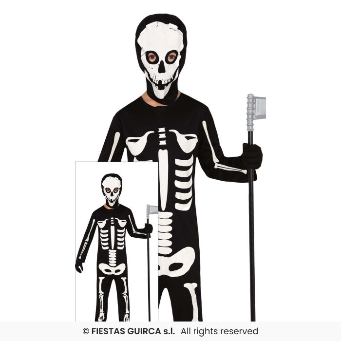 Boys Hooded Skeleton Fancy Dress Costume Kids Halloween Outfit Age 3-12