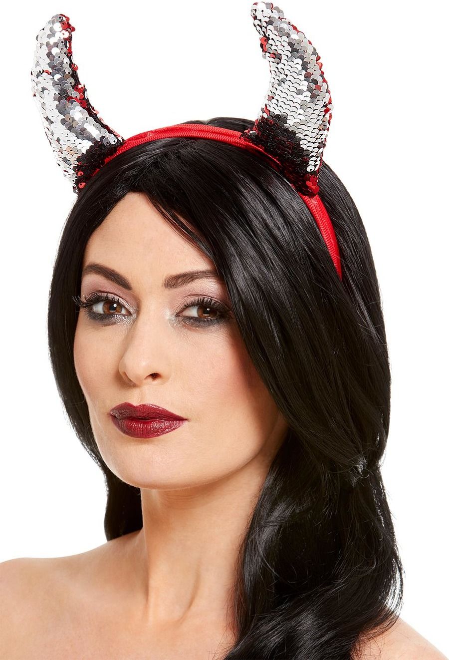 Reversible Sequin Devil Horns Ladies Halloween Fancy Dress Accessory New