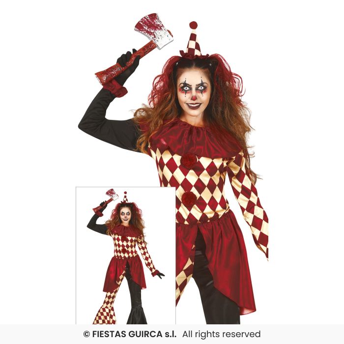 Horror Clown Ladies Halloween Zombie Clown Outfit Adults Fancy Dress Costume