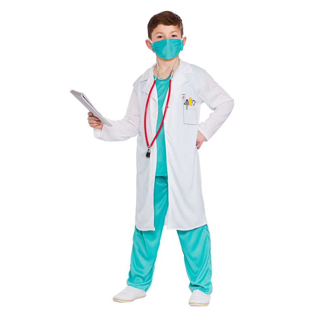 Childrens Doctor Costume Boys Girls Roleplay Occupations Fancy Dress Outfit DR