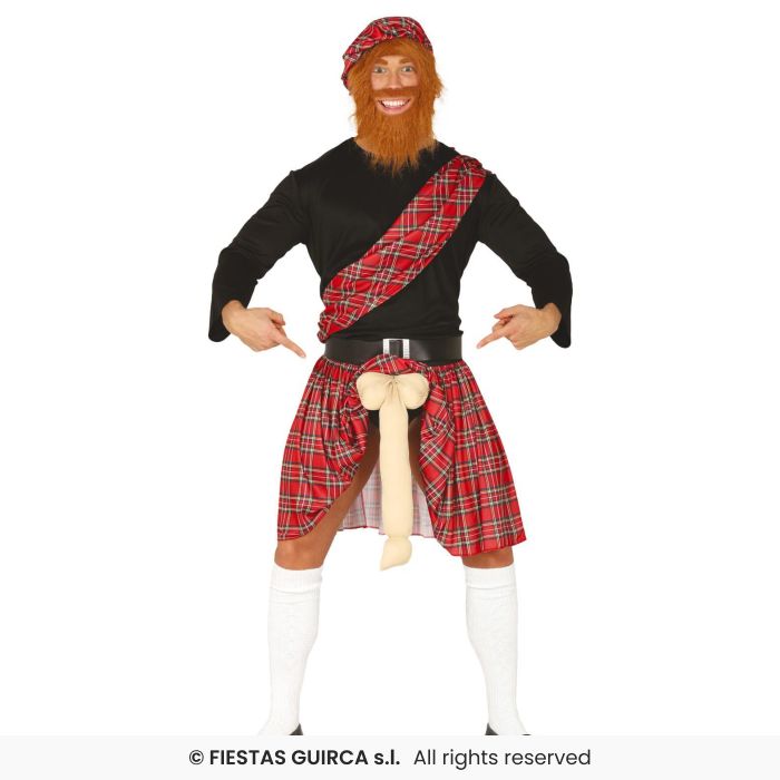 Scottish Well Hung Highlander Mens Fancy Dress Costume Stag Tartan Outfit