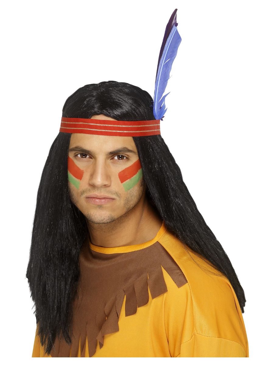 Native American Inspired Brave Wig Cowboy & Indians Fancy Dress Wig Adults