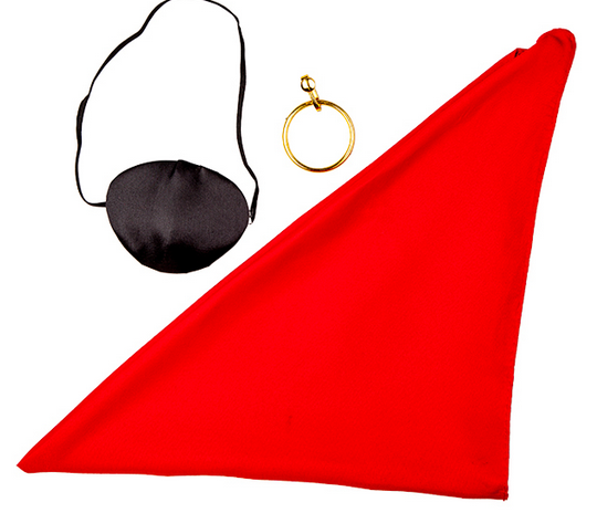 Pirate Bandana & Eyepatch 3pc Pirates Set Mens Ladies Accessory Kits Kids