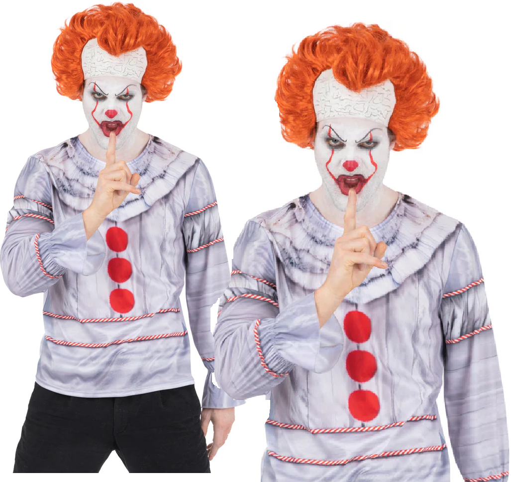 IT Movie Pennywise Top Adults Halloween Scary Clown Mens Fancy Dress Costume