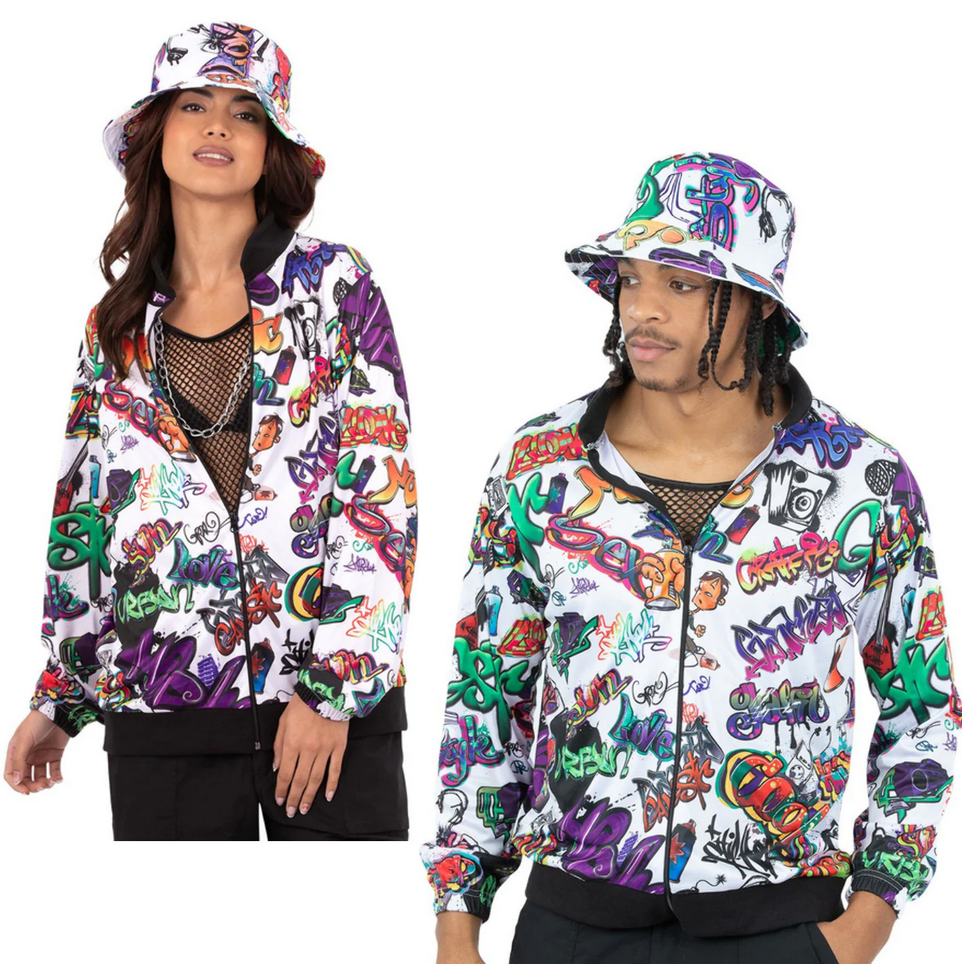 Hip Hop Tracksuit Adults 1990s Rapper Rap Star Adults Dress Graffiti