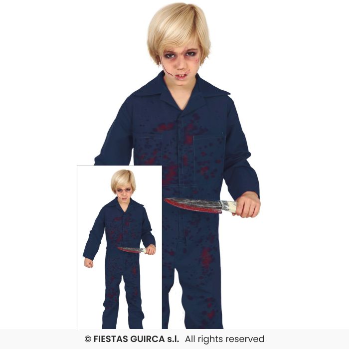 Myers Fancy Dress Costume Mechanic Blue Boiler Suit Kids Halloween Age 3-12