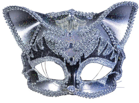 Jewelled Cat Mask Adults Fancy Dress Mask Black Cat Mask Ladies Halloween