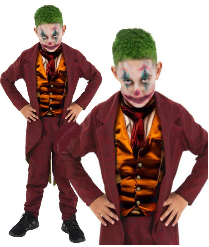 Modern Trickster Joke Fancy Dress Costume Kids Halloween Outfit Age 4-12