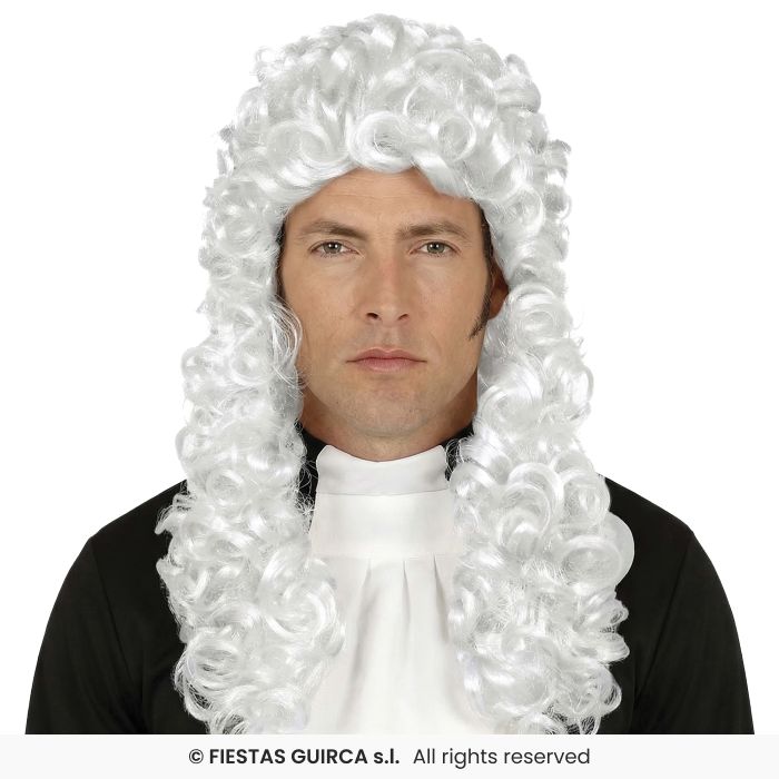 White Judge Wig Adults Fancy Dress Accessory Court White Curly Wig Barister