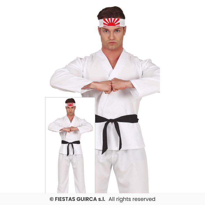 Karate White Fighter Mens Ninja Martial Arts Fancy Dress Costume Adults M-XL
