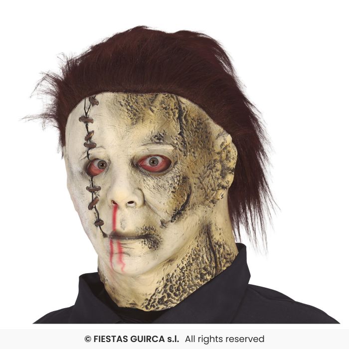 Latex Leather Killer Mask With Hair Myers Fancy Dress Halloween Full Head Mask