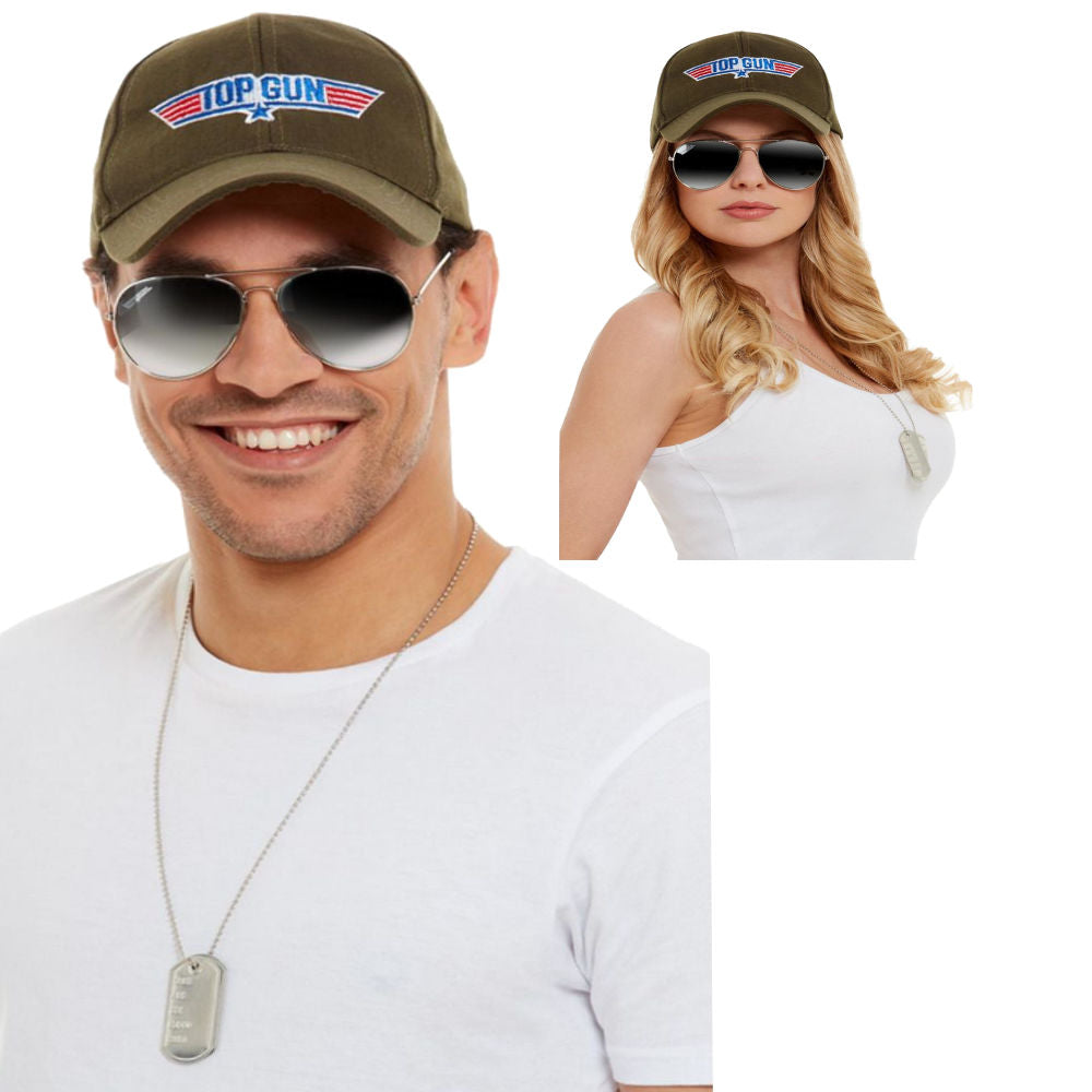 Top Gun Instant Kit Adults Licensed Fancy Dress Costume Accessory Kit & Hat New