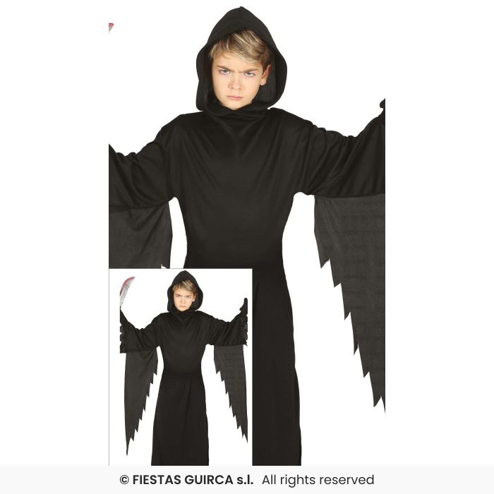 Knife Assassin Grim Reaper Boys Halloween Black Robe Fancy Dress Costume Age 3-12
