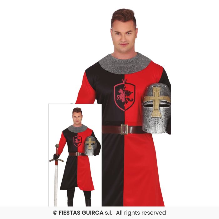 Mens Medieval Kinght Fancy Dress Deluxe Guard Outfit Adults Renassiance Costume
