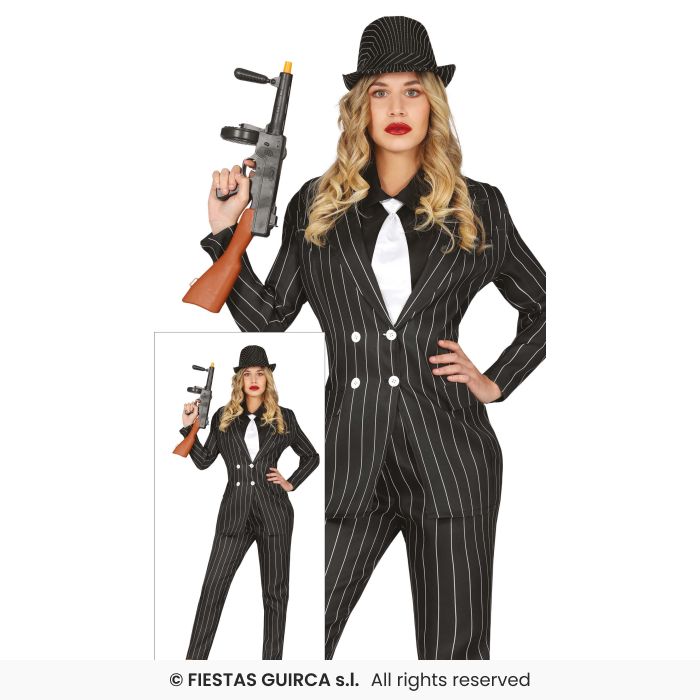 Ladies Gangsters Moll Outfit Pinstipe Suit 1920s Fancy Dress Costume UK 8-18