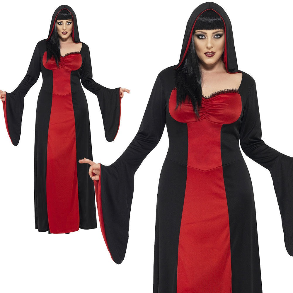 Ladies Plus Size 16-30 Vampire Halloween Fancy Dress Costume Womens Medieval