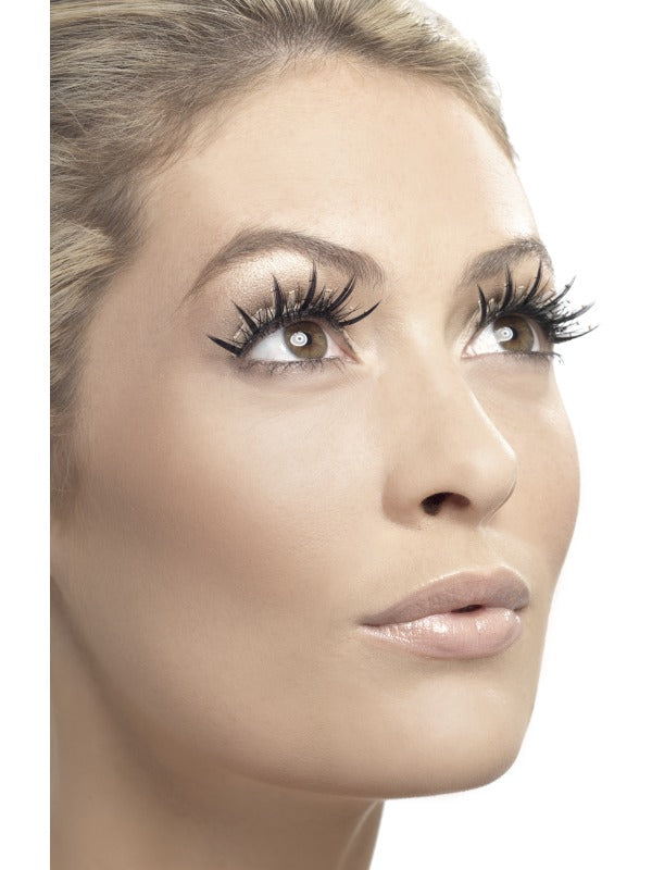 False Eyelashes With Silver Glitter Ladies Glamour Fancy Dress Accessory