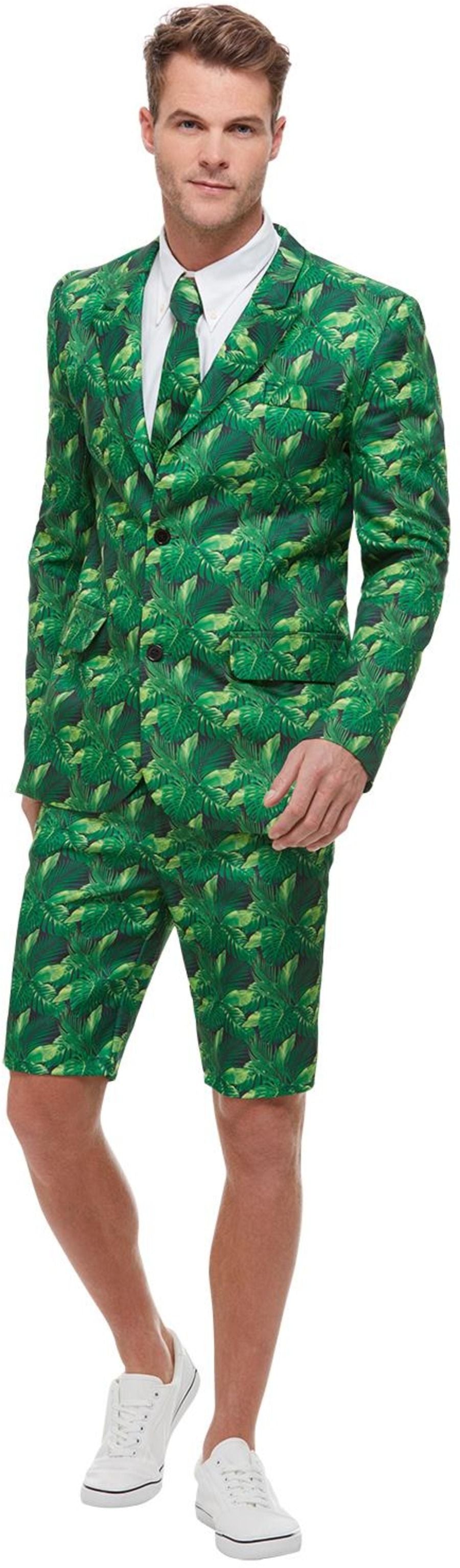 Hawaiian Beach Party Shorts Suit Mens Fancy Dress Costume Flamingo Tropical