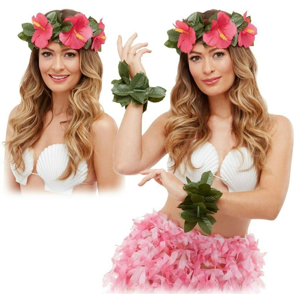 Ladies Hawaiian Luau Tiki Costume Kit Ladies Fancy Dress Beach Party