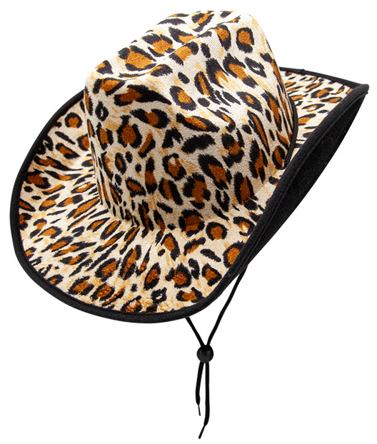 Leopard Print Cowboy Hat Rodeo Wild West Western Stenson Hat Fancy Dress Prop