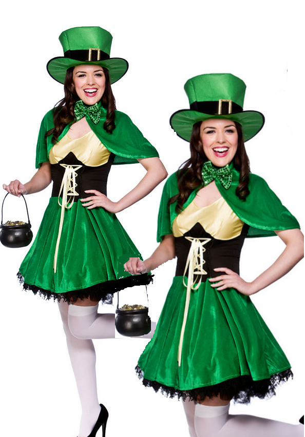 St Paddys Leprechaun Costume Ladies Irish St Patricks Day Fancy Dress Outfit