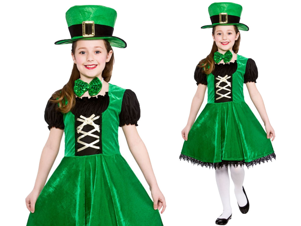 Girls Irish Leprechaun Costume Childs Ireland Patricks Fancy Dress Outfit