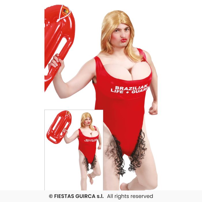 Lifeguard Man Mens Novelty Funny Fancy Dress Costume Adults Hairy Bikini Babe