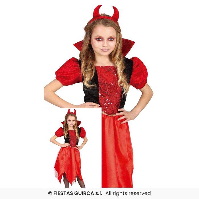 Little Girls Devil Costume Halloween Devils Fancy Dress Outfit + Headband Age 3-12