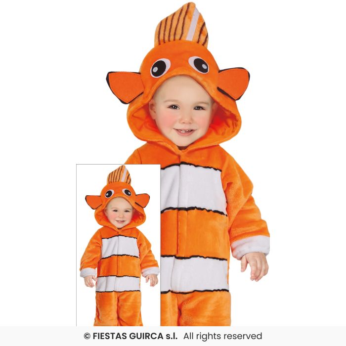 Little Fish Costume Orange & White Clown Fish Fancy Dress Outfit Toddlers Age 1-2