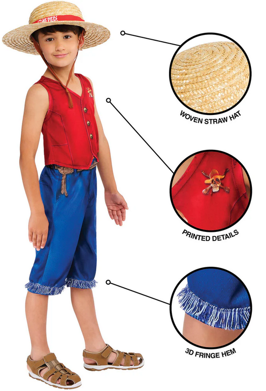 Money D Luffy Costume Kids Book Day Fancy Dress Outfit Book Day Age 3-10