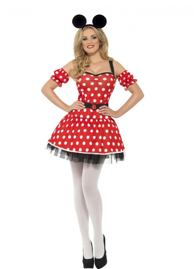 Fever Miss Minnie Costume Womens Ladies Storybook Mouse Fancy Dress UK 8-12