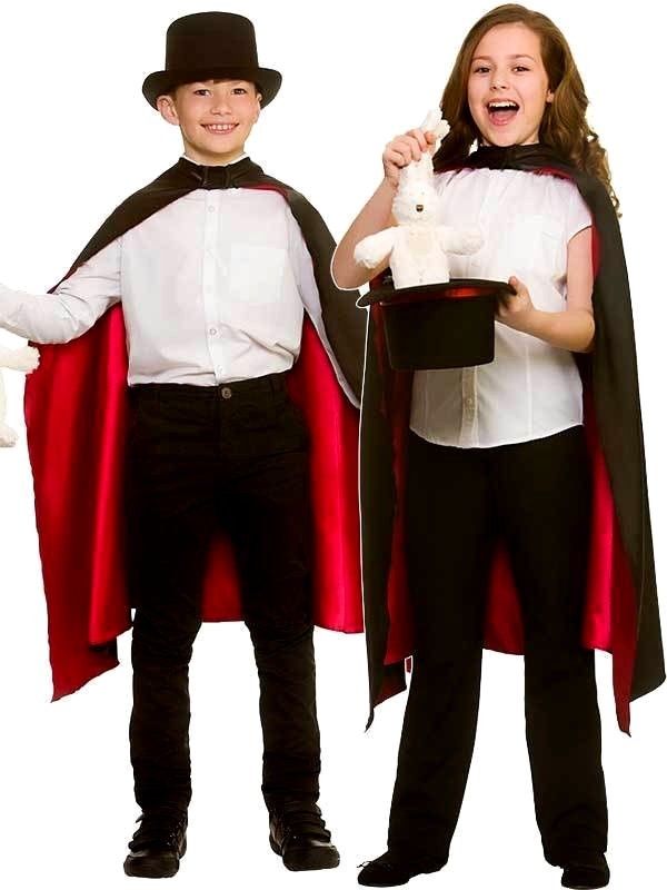 Magicians Cape Boys Girls Fancy Dress Accessory Magical Black Cape