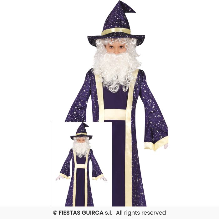 Magician Robe Deluxe Kids Wizard Fancy Dress Costume Boys Girls Age 3-12