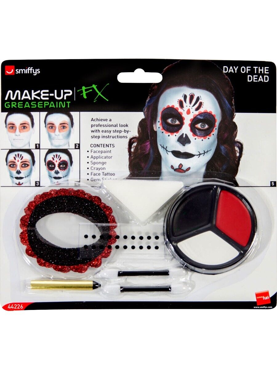 Day of the Dead Makeup Kit Halloween Sugar Skull Fancy Dress Ladies Face