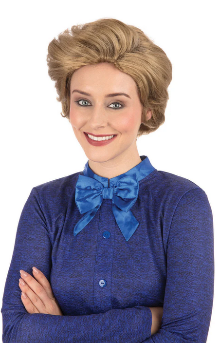 Margaret Wig Iron Lady Prime Minister Fancy Dress Wig Short Brown Ladies Adults