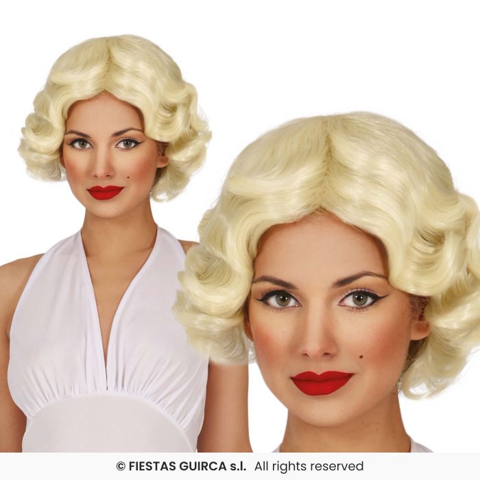 Hollywood Star Ladies Short Blonde Curly Wig Marylin Fancy Dress Accessory