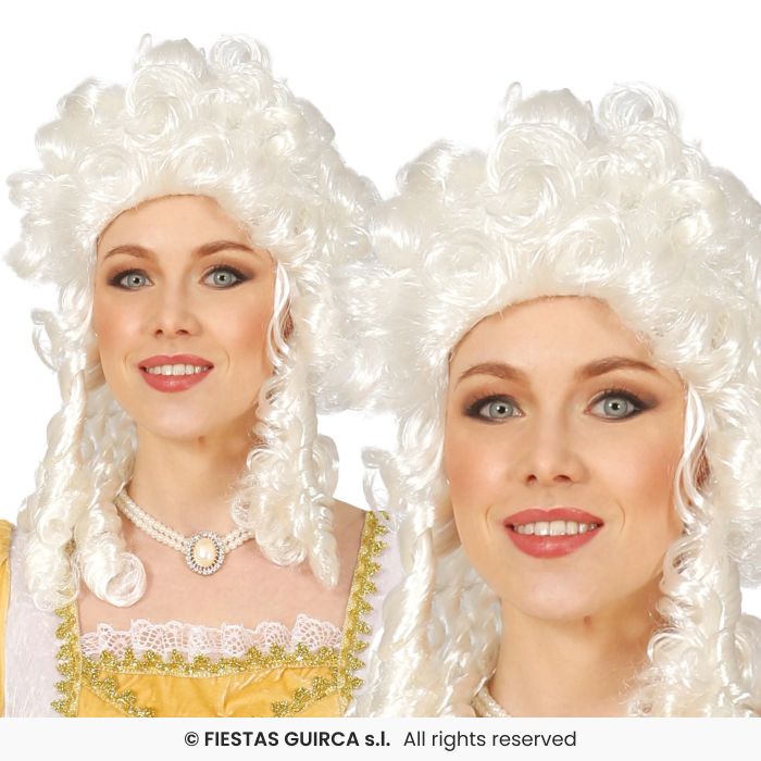 White Marquise Wig Ladies Tight Curly Adults Fancy Dress Accessory Baroque