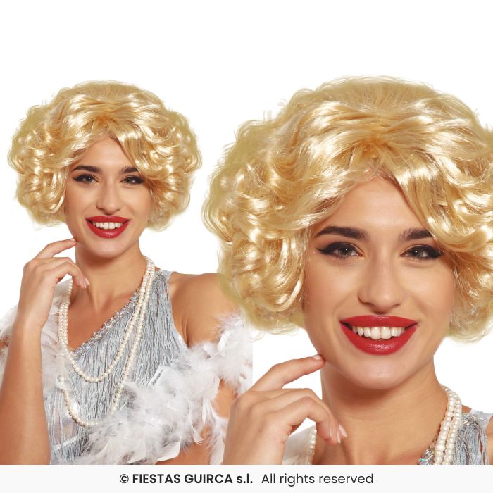 Blonde Mary Wig Short Blonde Curly Wig Ladies Fancy Dress Accessory