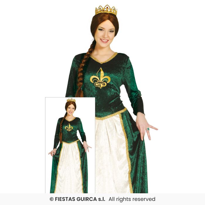 Medieval Queen Adults Green Animated Film Ladies Fancy Dress Costume Fiona UK 8-18