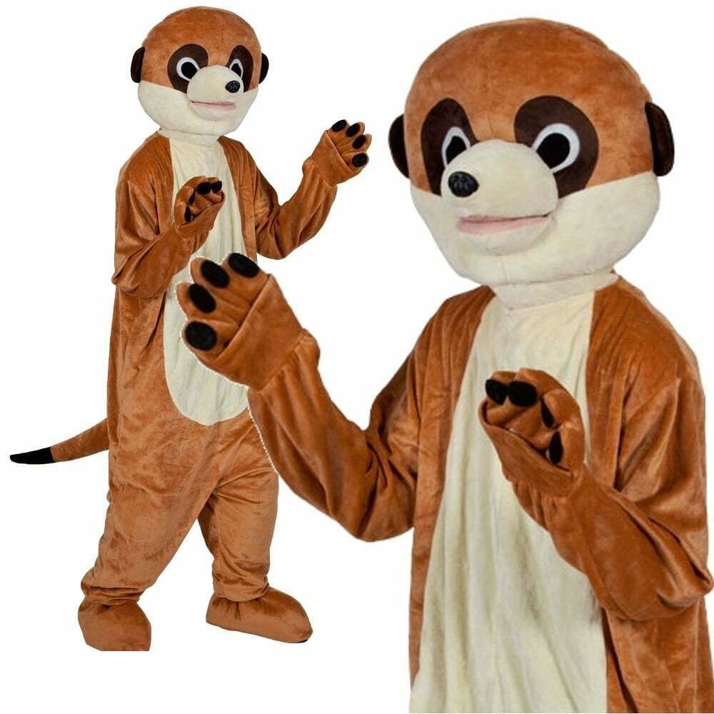 Adults Meercat Mascot Animal Carnival Cat Fancy Dress Costume
