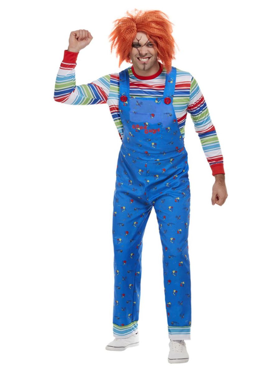 Mens Chucky Costume Adults Dungarees Halloween Licensed Fancy Dress Outfit